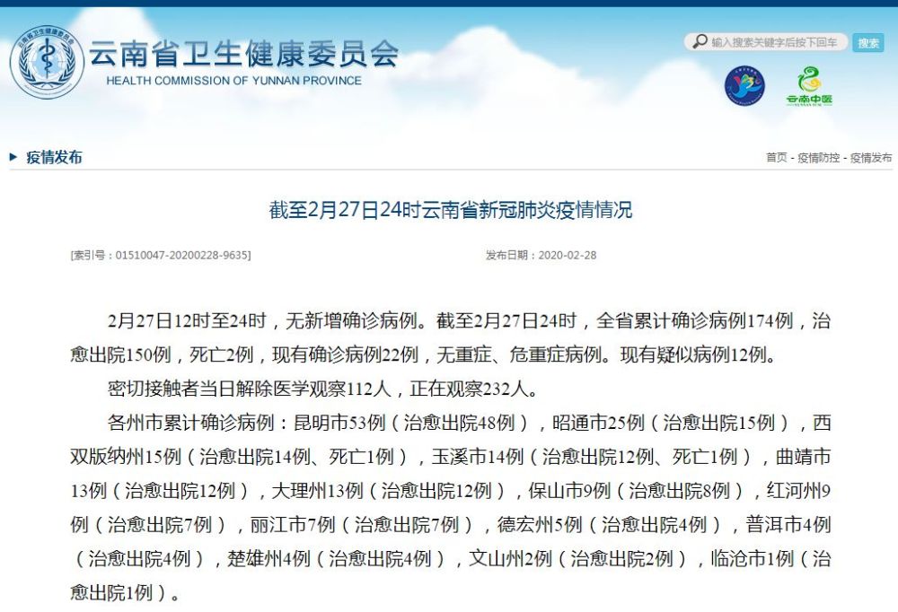 云南省疫情状况最新报告