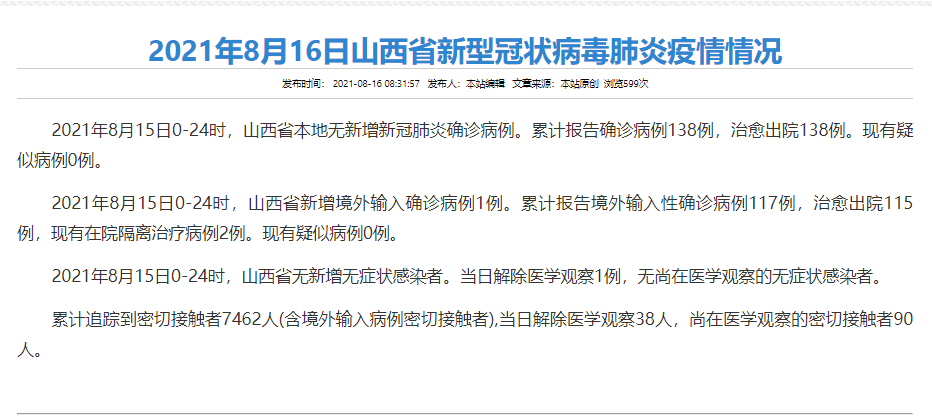 山西省新冠疫情防控最新消息:山西省疫情防控最新情况