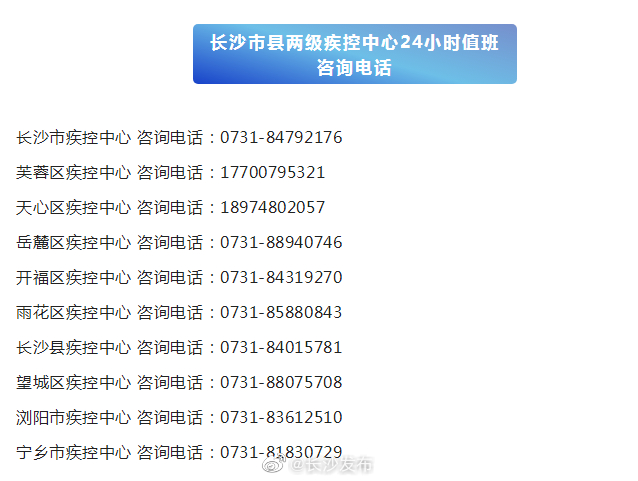 长沙疫情疾控/长沙新冠疫情防控组电话长沙疾控中心电话