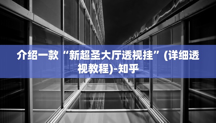 介绍一款“新超圣大厅透视挂”(详细透视教程)-知乎