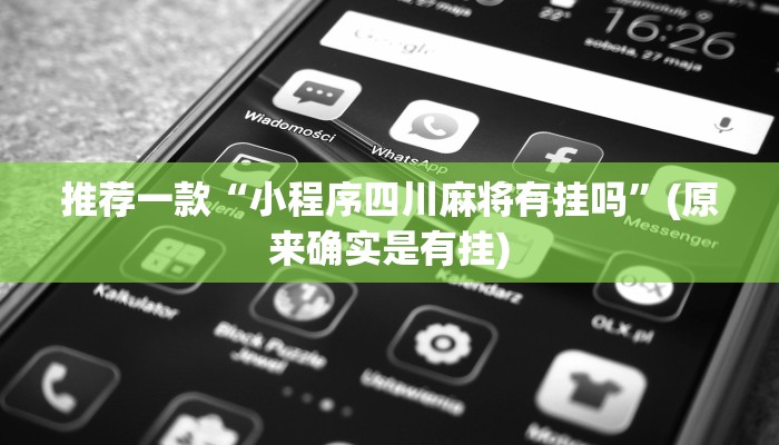 推荐一款“小程序四川麻将有挂吗”(原来确实是有挂)